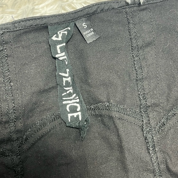 LIP SERVICE Vintage Zip Up Suspender Mini Pencil Skirt Studded Black Size Small - Picture 9 of 10